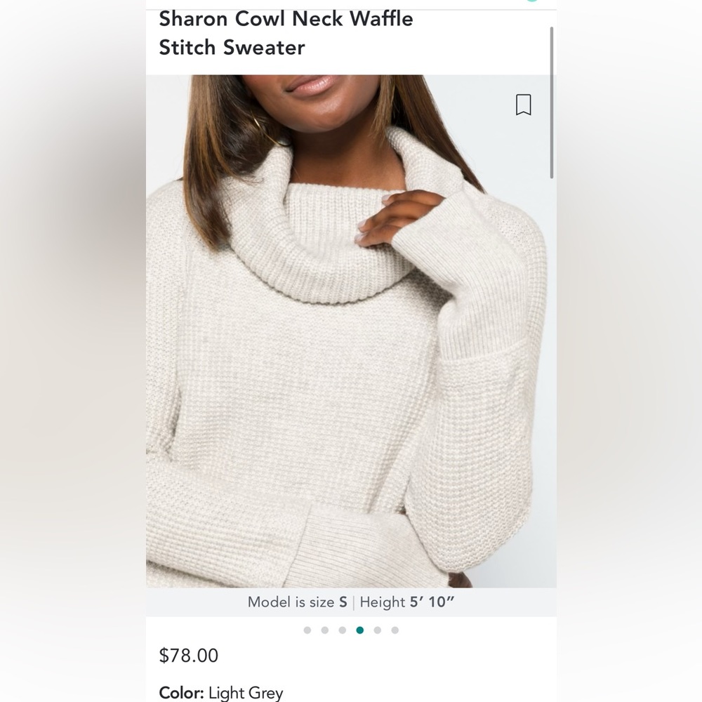 Market and spruce Sharon cowl neck waffle stitch sweater with thumb holes